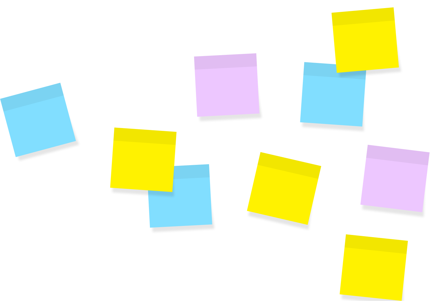 Colourful sticky notes arranged for a workshop